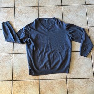 Lorenzo Magini Made in Italy Wool & Cashmere Blend Gray Vneck Sweater,‎ Sz XL